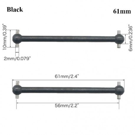 Szín: fekete - 61 mm - 100mm acél fém 63mm 70mm 77mm teljes hossz 61mm hajtótengely kutyacsont távirányító autó RC