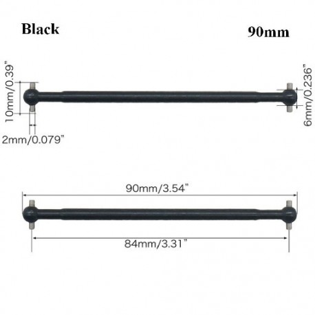 Szín: fekete-90mm - 100mm acél fém 63mm 70mm 77mm teljes hossz 61mm hajtótengely kutyacsont távirányító autó RC