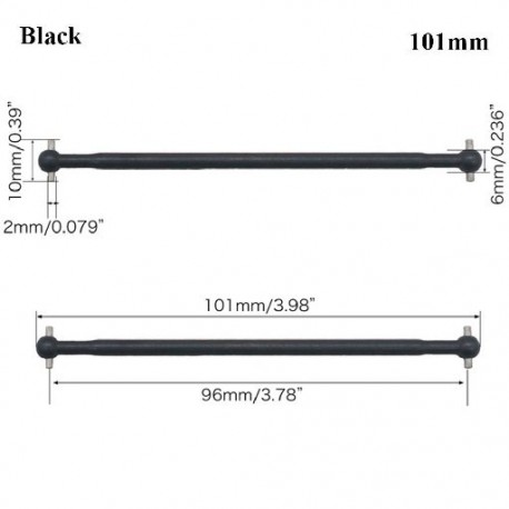 Szín: fekete-101mm - 100mm acél fém 63mm 70mm 77mm teljes hossz 61mm hajtótengely kutyacsont távirányító autó RC