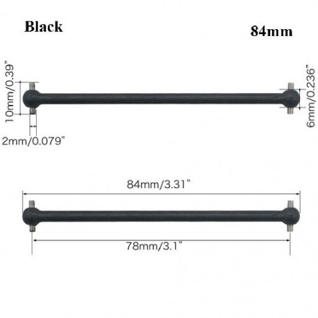 Szín: fekete-84mm - 100mm acél fém 63mm 70mm 77mm teljes hossz 61mm hajtótengely kutyacsont távirányító autó RC