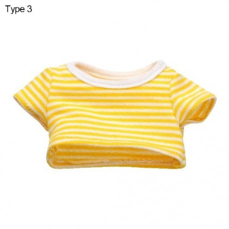 Szín: 3-as típus - Mini játék játszóház babaház kiegészítők pamut kitömött bálványbaba ruhák csíkok rövid