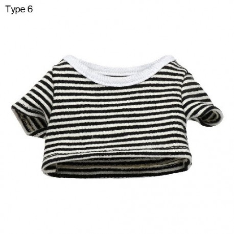 Szín: 6-os típus - Mini játék játszóház Babaház Kiegészítők Pamut kitömött bálványbaba ruhák csíkok rövid