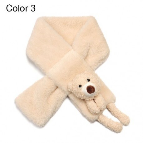 Szín: 3 - Divat műszőrme plüss kendő szélálló meleg előke plüss sálak medve kereszt sál nyakkendő