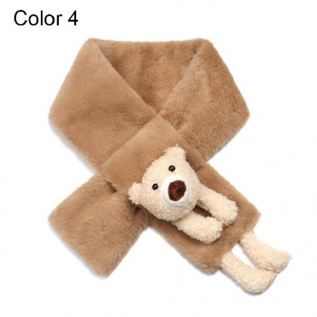 Szín: 4-es szín - Divat műszőrme plüss kendő szélálló meleg előke plüss sálak medve kereszt sál nyakkendő