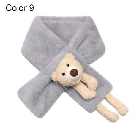 Szín: 9-es szín - Divat műszőrme plüss kendő szélálló meleg előke plüss sálak medve kereszt sál nyakkendő