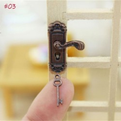 Szín: 03 - 1db Vicces Vintage Retro Fashion 1/12 Babaház miniatűr kulcsos ajtózár mini