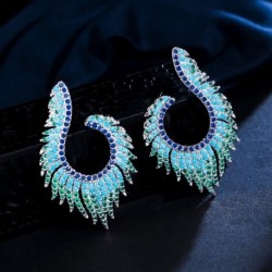 Fém szín: egyedi design - CWWZircons Egyedi geometriai kialakítás Törökkék Cubic cirkónia Micro Pave Hosszú, nagy