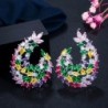 Fém szín: többszínű - CWWZircons teljes, többszínű cirkon CZ Divatos, elegáns, nagy virágos csepp fülbevaló női