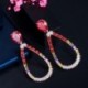 Fém színe: Druzy Red - CWWZircons Druzy CZ Red Crystal nagy kerek, hosszú leejtő fülbevaló nőknek Ünnepi díszbemutató