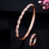 Fém színe: Rose gold - CWWZircons Twist Lines Cubic cirkónia Dubai Rose Gold színű nyitott mandzsetta menyasszonyi afrikai