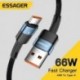 Szín: kék - Essager 6A Type C USB kábel Gyorstöltés Huawei P40 Pro P30 66W vezetékes USB-C töltő adatkábel Samsung S21