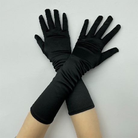Fekete szín - ÚJ Szatén Long Spandex Etikett kesztyű Női Női Esti buli Báli Kesztyű Hosszú ujjú ujjatlan Fekete Kék