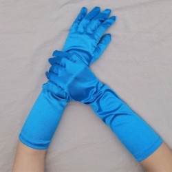 Szín: Lake Blue - ÚJ Szatén Long Spandex Etikett kesztyű Női Női Esti buli Báli Kesztyű Hosszú ujjú ujjatlan Fekete