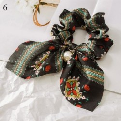 Szín: 6 - Nagy Bowknot Scrunchie Gyöngymintás hajkötőkkel Lányoknak Női Rugalmas Haj gumiszalagok Lófaroktartó