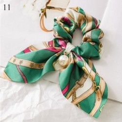 Szín: 11 - Nagy Bowknot Scrunchie Gyöngymintás hajkötőkkel Lányoknak Női Rugalmas Haj gumiszalagok Lófaroktartó