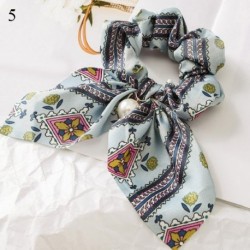 Szín: 5 - Nagy Bowknot Scrunchie Gyöngymintás hajkötőkkel Lányoknak Női Rugalmas Haj gumiszalagok Lófaroktartó