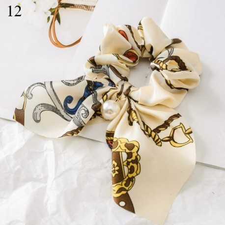 Szín: 12 - Nagy Bowknot Scrunchie Gyöngymintás hajkötőkkel Lányoknak Női Rugalmas Haj gumiszalagok Lófaroktartó