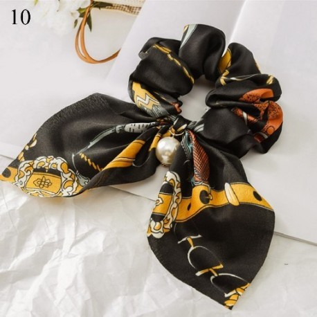 Szín: 10 - Nagy Bowknot Scrunchie Gyöngymintás hajkötőkkel Lányoknak Női Rugalmas Haj gumiszalagok Lófaroktartó