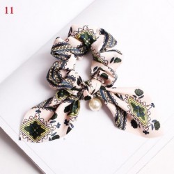 Szín: 011 - Nagy Bowknot Scrunchie Gyöngymintás hajkötőkkel Lányoknak Női Rugalmas Haj gumiszalagok Lófaroktartó