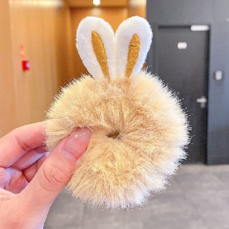 Szín: plüss 1 - Új egyszínű puha szőrme Scrunchie hajgyűrű női lányok aranyos elasztikus hajpántok gumiszalagok