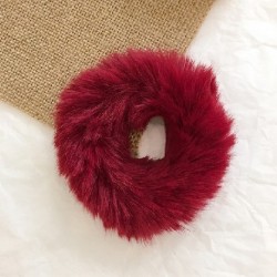 Szín: A14 - Új egyszínű puha szőrme Scrunchie hajgyűrű női lányok aranyos elasztikus hajpántok gumiszalagok hajkötők