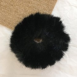 Szín: A12 - Új egyszínű puha szőrme Scrunchie hajgyűrű női lányok aranyos elasztikus hajpántok gumiszalagok hajkötők