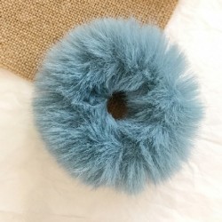 Szín: A17 - Új egyszínű puha szőrme Scrunchie hajgyűrű női lányok aranyos elasztikus hajpántok gumiszalagok hajkötők