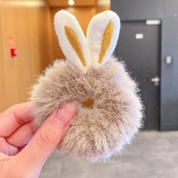 Szín: plüss 5 - Új egyszínű puha szőrme Scrunchie hajgyűrű női lányok aranyos elasztikus hajpántok gumiszalagok