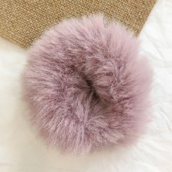Szín: A18 - Új egyszínű puha szőrme Scrunchie hajgyűrű női lányok aranyos elasztikus hajpántok gumiszalagok hajkötők