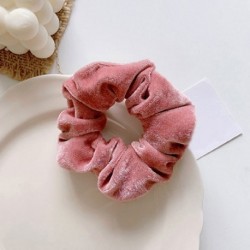 Szín: rózsaszín - Téli fényes bársonyos Scrunchis Candy Color Puha Lányok Haj Kötél Haj Kiegészítők Gumiszalag