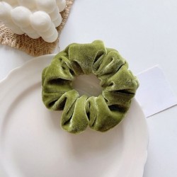 Szín: olíva zöld - Téli fényes bársonyos Scrunchis Candy Color Puha Lányok Haj Kötél Haj Kiegészítők Gumiszalag