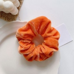 Szín: narancs - Téli fényes bársonyos Scrunchis Candy Color Puha Lányok Haj Kötél Haj Kiegészítők Gumiszalag