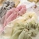 Szín: rózsaszín - Kétrétegű masni Sifon hosszú szalagszalagok Scrunchie női lányok haj sál tömör csat rugalmas