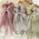 Szín: kék - Kétrétegű masni Sifon hosszú szalagszalagok Scrunchie női lányok hajsál tömör csat rugalmas gumiszalagok