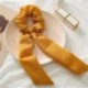 Szín: 16-sárga - Kétrétegű masni Sifon hosszú szalagszalagok Scrunchie női lányok haj sál tömör csat rugalmas