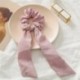 Szín: 12-Pink - Kétrétegű masni Sifon hosszú szalagszalagok Scrunchie női lányok hajsál tömör csat rugalmas