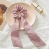 Szín: 12-Pink - Kétrétegű masni Sifon hosszú szalagszalagok Scrunchie női lányok hajsál tömör csat rugalmas