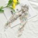 Szín: rózsaszín - Koreai masni hosszú szalag haj Scrunchie lófarok hajsál sifon virágmintás Édes elasztikus hajpánt