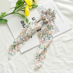 Szín: rózsaszín - Koreai masni hosszú szalag haj Scrunchie lófarok hajsál sifon virágmintás Édes elasztikus hajpánt