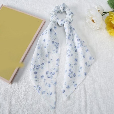 Szín: 4 - Koreai masni hosszú szalag haj Scrunchie lófarok hajsál sifon virágmintás Édes elasztikus hajpánt