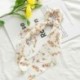 Fehér szín - Koreai masni hosszú szalag haj Scrunchie lófarok hajsál sifon virágmintás Édes elasztikus hajpánt