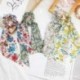 Szín: sárga - Koreai masni hosszú szalag haj Scrunchie lófarok hajsál sifon virágmintás Édes elasztikus hajpánt