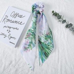 Szín: 15 - Koreai masni hosszú szalag haj Scrunchie lófarok hajsál sifon virágmintás Édes elasztikus hajpánt