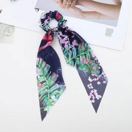 Szín: 16 - Koreai masni hosszú szalag haj Scrunchie lófarok hajsál sifon virágmintás Édes elasztikus hajpánt