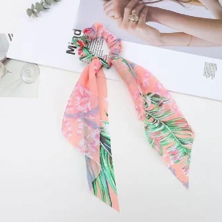 Szín: 17 - Koreai masni hosszú szalag haj Scrunchie lófarok hajsál sifon virágmintás Édes elasztikus hajpánt