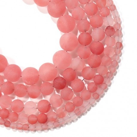 Szín: Vörös Kalcedon - 1 szál/tétel 4/6/8/10 mm matt görögdinnye vörös kalcedon kő Kerek laza távtartó gyöngyök