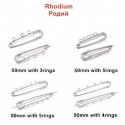 Szín: ródium - 10db/tétel Biztosítótűk Bross Üres Alap Bross Tűk 50/80/90mm Tűk 3/5 Gyűrű Ékszertű