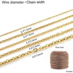 Szín: Rose Gold 01 - 2 m/tétel 1,2-3 mm keresztszélességű rozsdamentes acél arany nyakláncok láncok Tömeges