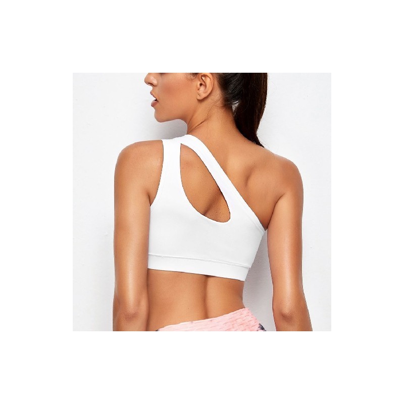 Women Sports Bra Push Up Fitness Bras One-shoulder Shockproof Yoga Bra  Black White Yoga Running Bra Sexy Vest