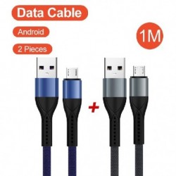 Modell: Fekete Kék 1 m-es Android adatkábel - Két darab gyorstöltő mobiltelefon-vonal USB mobiltelefon töltőkábel